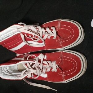 Vans Sk8 HI Sneakers Racing Red/White 721356 Men's US 9, Women's US 10.5